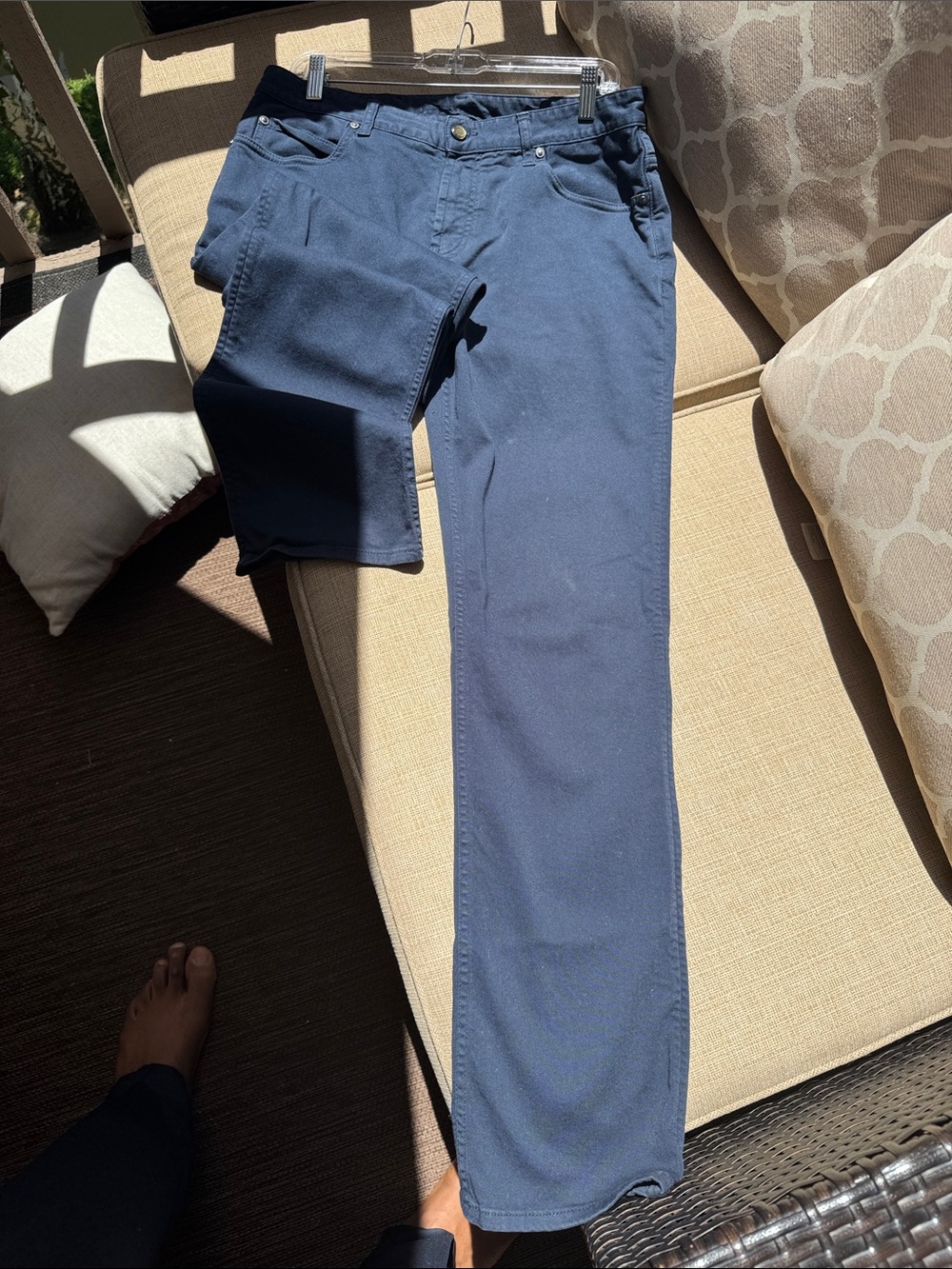 Giorgio Armani Slim Navy Blue Cotton Denim Pants.